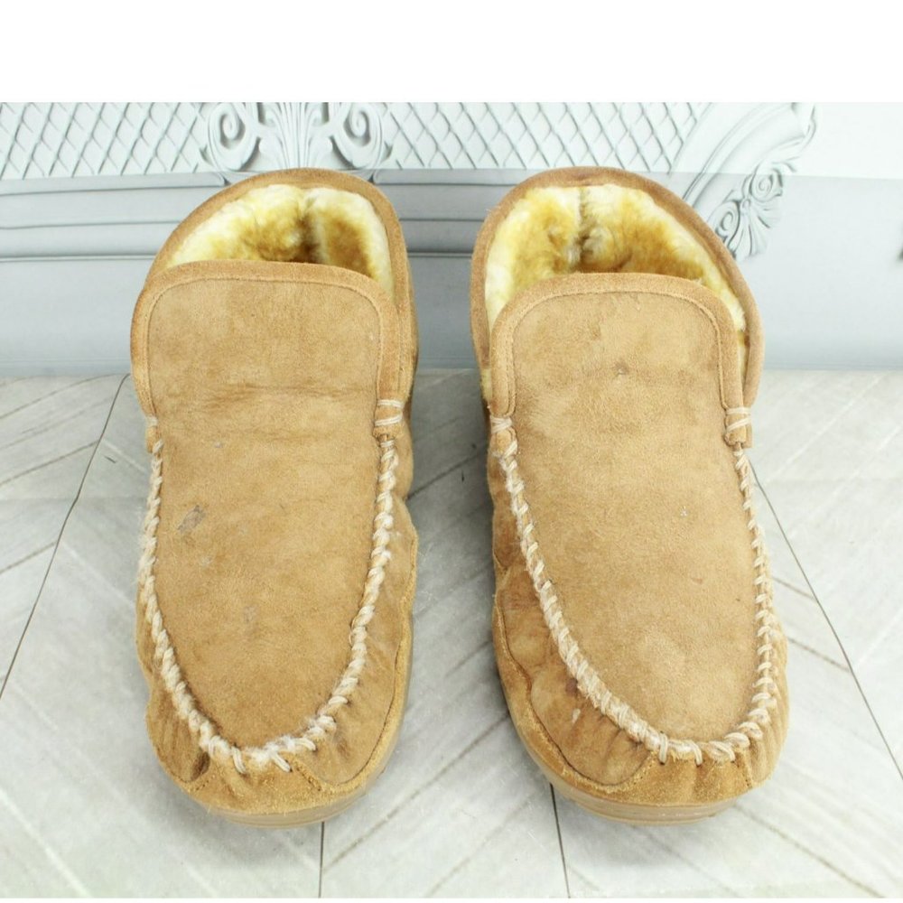 LL Bean Brown Suede Wicked Good Shearling Lined Slipper Ankle Boots Size 12 Wide - Picture 5 of 9